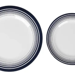 Bo-Camp - Servies - Classic - 16-Delig - Wit/Navy -Goedkope Licht Tent Winkel 1200x710 1