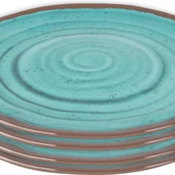 Bo-Camp Ontbijtbord - Halo - 100% Melamine - 4 Stuks - Aqua
