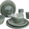 Bo-Camp Servies - Campingbord - 100% Melamine - 16 Delig - Mix & Match - Groen