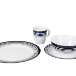 Bo-Camp - Servies - Classic - 16-Delig - Wit/Navy -Goedkope Licht Tent Winkel 1200x794 8