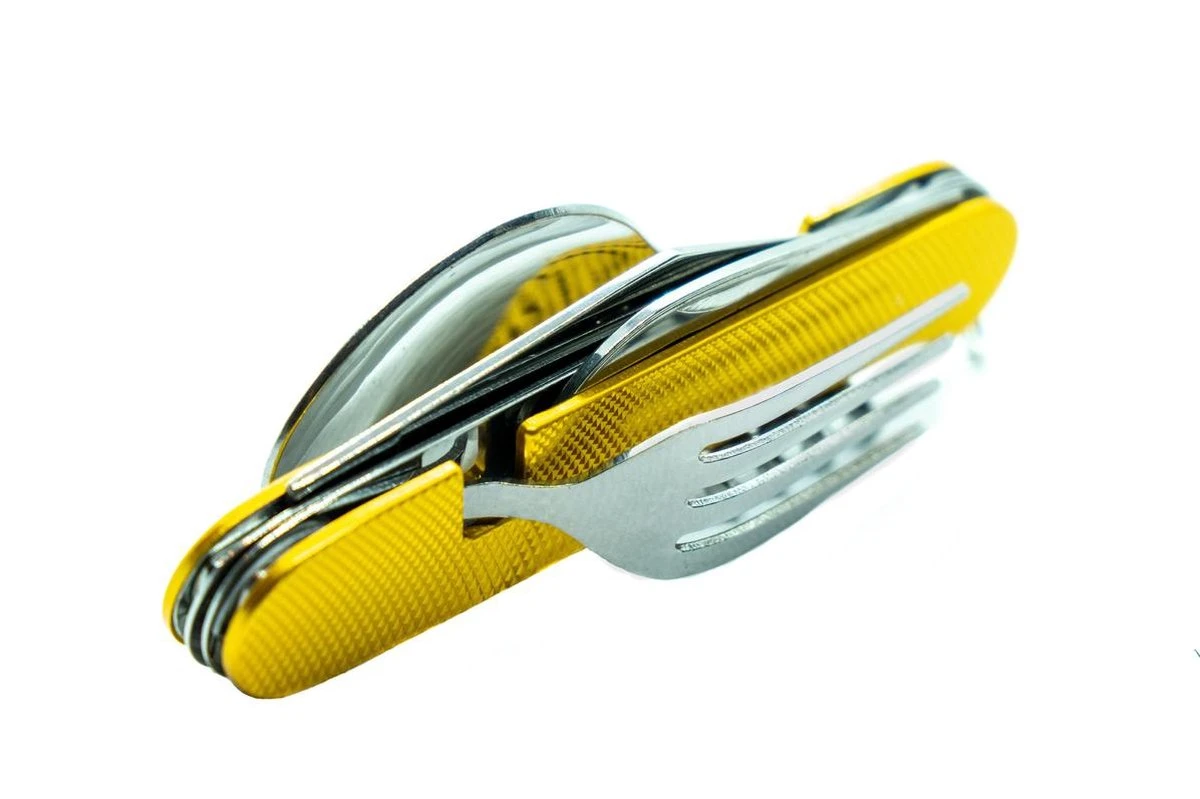 Camping Bestek Zakmes | Roestvrijstaal Survival Bestek | Mes, Vork, Lepel, Krukentrekker, Bieropener, Spork | Opvouwbaar Kampeer Bestek Multitool | Cadeau Voor Man & Vrouw 4 Camping Bestek Zakmes | Roestvrijstaal Survival Bestek | Mes, Vork, Lepel, Krukentrekker, Bieropener, Spork | Opvouwbaar Kampeer Bestek Multitool | Cadeau Voor Man & Vrouw - Afbeelding 2