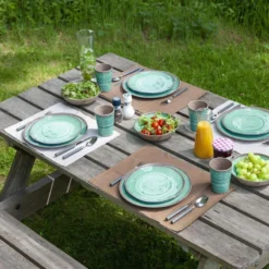 Bo-Camp Servies Halo - 12 Delig Melamine - Aqua 13 Bo-Camp Servies Halo - 12 Delig Melamine - Aqua -Goedkope Licht Tent Winkel 1200x800 16