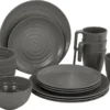 Bo-Camp Campingservies - 100% Melamine - 16-delig - Stone - Grijs
