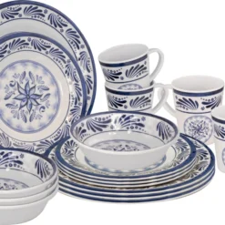 Bo-Camp - Servies - Campingbord - 16-Delig - Old Dutch - Blauw Servies