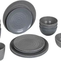 Bo-Camp Campingservies - 100% Melamine - 16-delig - Stone - Grijs -Goedkope Licht Tent Winkel 1200x820 2