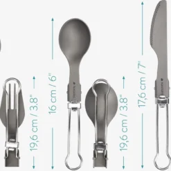 Navaris Campingbestek Van Titanium - Set Met Vork, Mes En Lepel - Inklapbaar - Bestekset Voor Onderweg - Inclusief Karabijnhaak En Bewaarzakje -Goedkope Licht Tent Winkel 1200x852 1