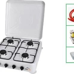 SMH LINE® Gas Kooktoestel 4 Pits - Camping Kooktoestel - Gaskomfoor - Incl. Gasslang Set