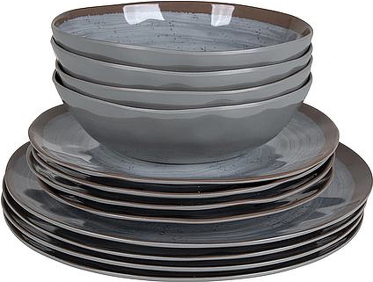 Bo-Camp Servies - Halo - 12-delig - Grijs 15 Bo-Camp Servies - Halo - 12-delig - Grijs - Afbeelding 13