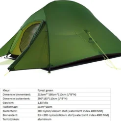 Cloud Up 3 Upgraded - Naturehike® - Tent 3 Persoons - Lichtgewicht Tent - Incl. Grondzeil - 20D 4000MM - Outdoor Kampeertent - Waterdicht - Hiking & Wandelen -Goedkope Licht Tent Winkel 1200x913 8