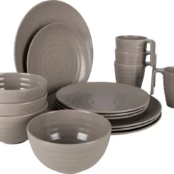 Bo-Camp Servies - Campingbord - Stone - 16-Delig - Beige