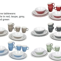 Bo-Camp Servies - Campingbord - 100% Melamine - 16-delig - Grijs -Goedkope Licht Tent Winkel 1200x928 2