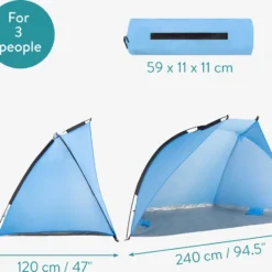 Navaris Windscherm Voor Het Strand - Zon- En Windbescherming Voor Drie Personen - Pop-up Speeltent Met UV- Bescherming - Beach Shelter Met Draagtas -Goedkope Licht Tent Winkel 1200x940 5