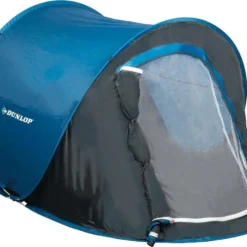 Dunlop Pop Up Tent 220 X 120 X 90 Cm - Grijs/ Blauw - 1 Persoons