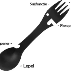 Luverno® - Spork - Incl. Bescherm Hoes - RVS - Bestek To Go - Reisbestek - Keukengadget - 5 In 1 Camping Bestek - Zwart -Goedkope Licht Tent Winkel 1200x969