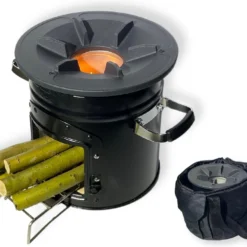 Thuiser Rocket Stove - Kooktoestel Op Houtvuur - Camping Gadget - Buiten Koken Op Vuur - Kookkachel Voor Buiten - Buiten Koken Op Vuur Toestellen - Kampeer Gadgets - Gadgets Mannen - Kampeer Kooktoestel - Kookkachel Op Hout - Met Draagtas