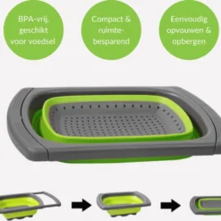 Buxibo - 3-Delige Keuken Vergiet Set Inklapbaar Groen/Grijs -Goedkope Licht Tent Winkel 1200x979