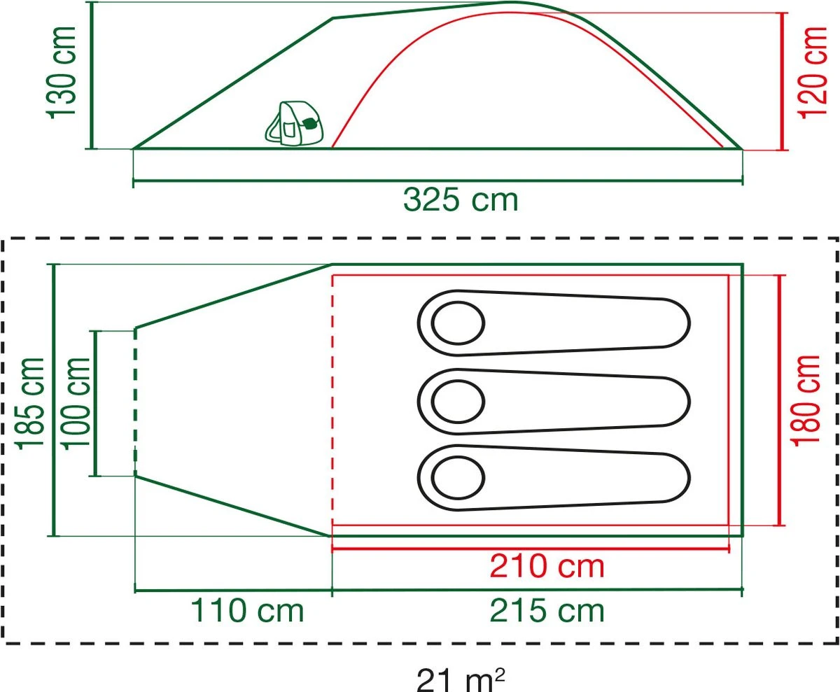Coleman Darwin 3 Plus Koepeltent - 3-Persoons - Groen 14 Coleman Darwin 3 Plus Koepeltent - 3-Persoons - Groen - Afbeelding 12