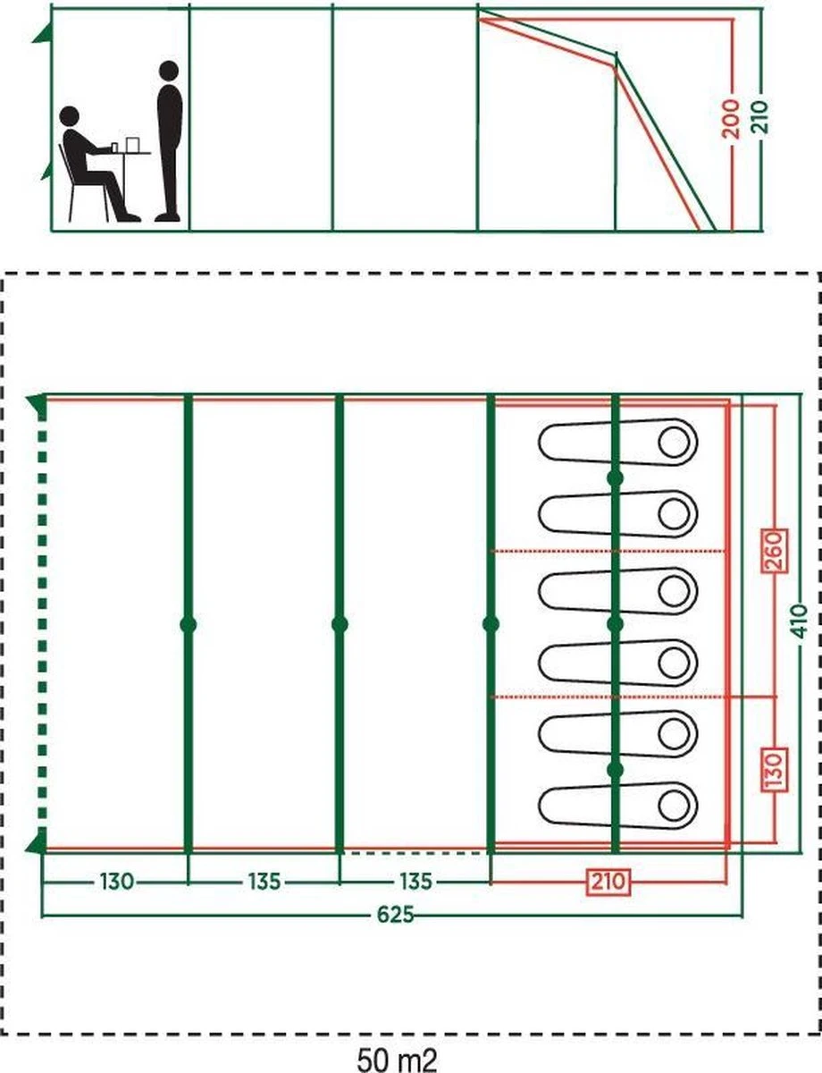 Coleman Vail 6L Tunneltent - Familie Tent - 6-Persoons - Grijs/Groen 9 Coleman Vail 6L Tunneltent - Familie Tent - 6-Persoons - Grijs/Groen - Afbeelding 7
