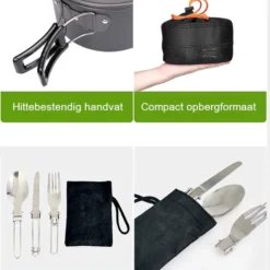 Hikr® Camping Pannenset - Complete 22-delige Kookset - Lichtgewicht - Kookgerei Servies - Outdoor - BPA-vrij - Keukengerei Set -Goedkope Licht Tent Winkel 945x1200