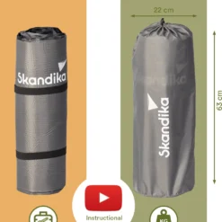 Skandika Easy Single Zelfopblaasbaar Slaapmat – Slaapmat – Slaapmat Zelfopblazend – Logeerbed – Polyester, PVC - Premium Zelfopblazend Luchtbed, Antislip-materiaal, Ideaal Voor Camping – Outdoor, Camping – Kamperen – 196 X 60 X 10 Cm – 3.2kg - Grijs -Goedkope Licht Tent Winkel 958x1200 1